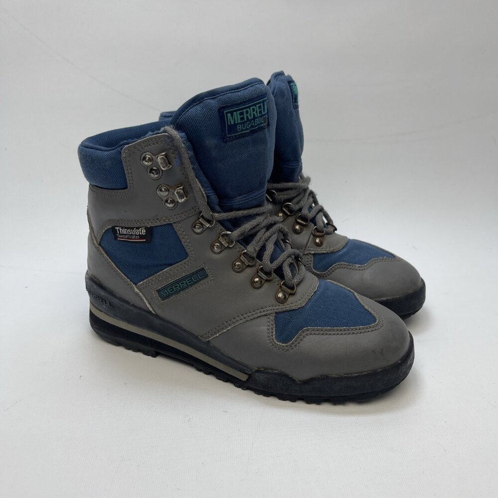 VTG 1990s Merrell Bugaboo Mens 7 Mountaineering Hiking Boot Blue Leather  Read